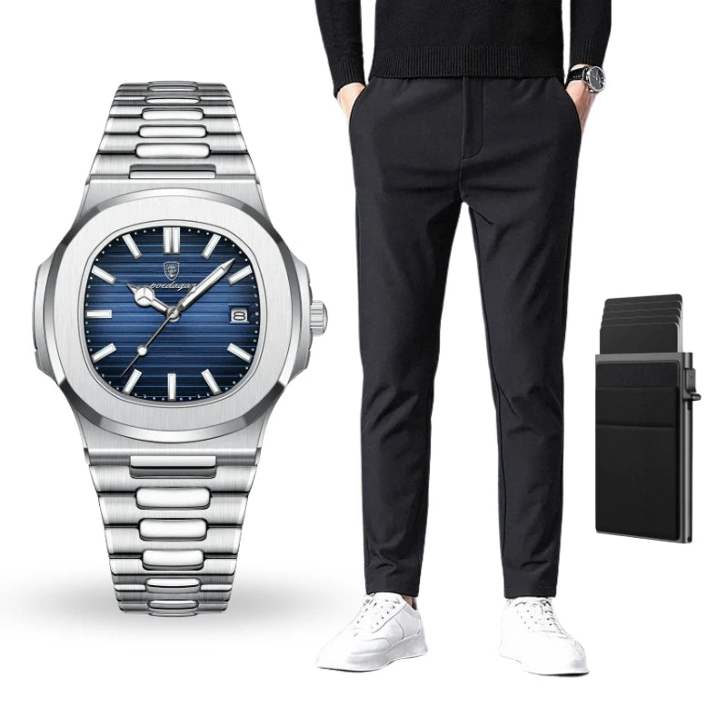 Modernes Männer-Set | Uhr + Hose und kostenlose Geldbörse