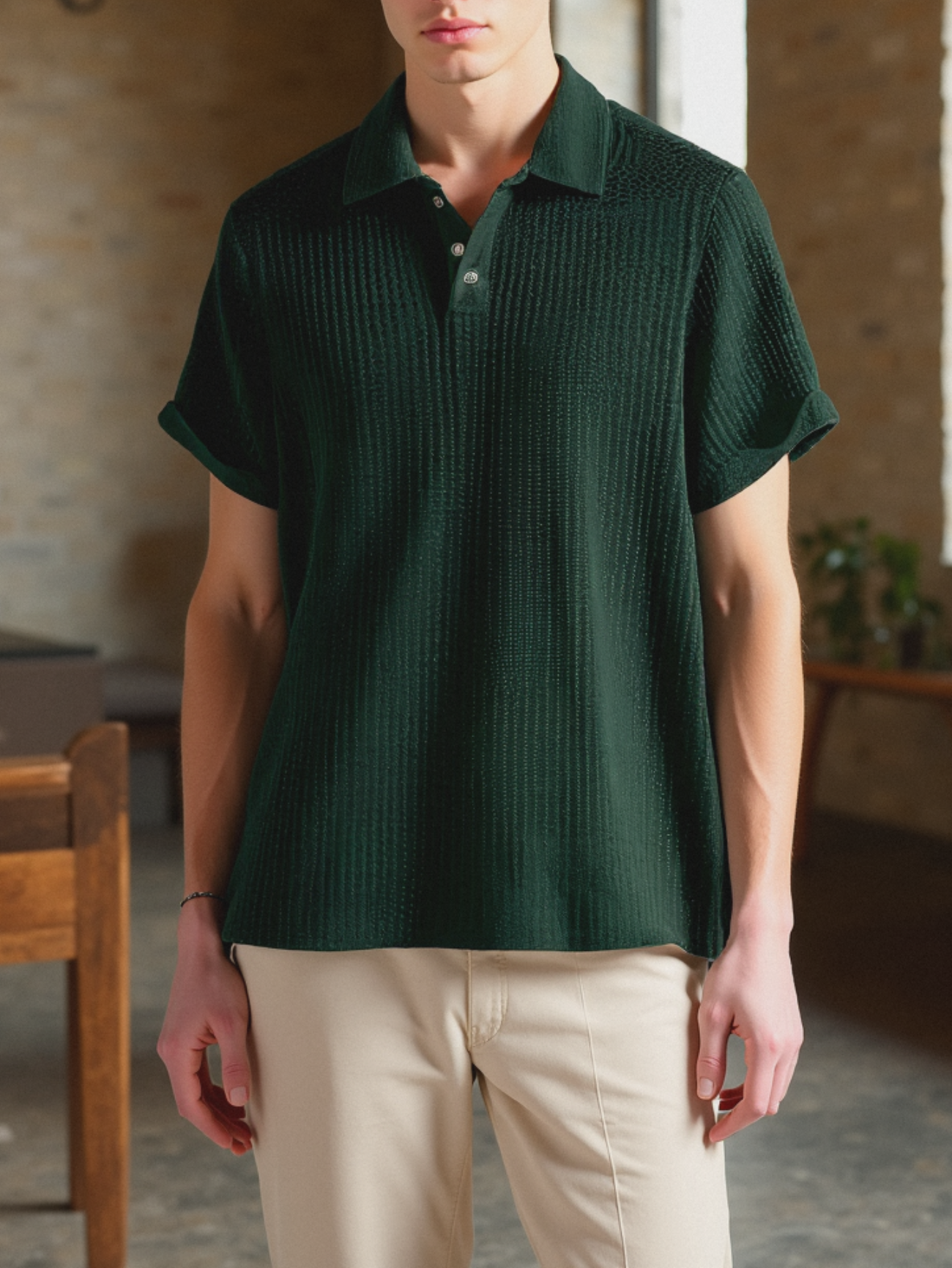 1+1 Gratis – Premium Texturiertes Polohemd