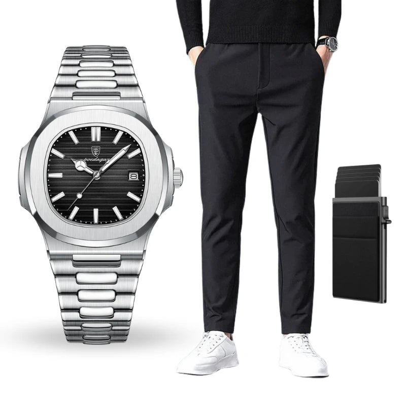 Modernes Männer-Set | Uhr + Hose und kostenlose Geldbörse